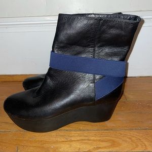 Jil Sander Black and Blue Ankle Boots